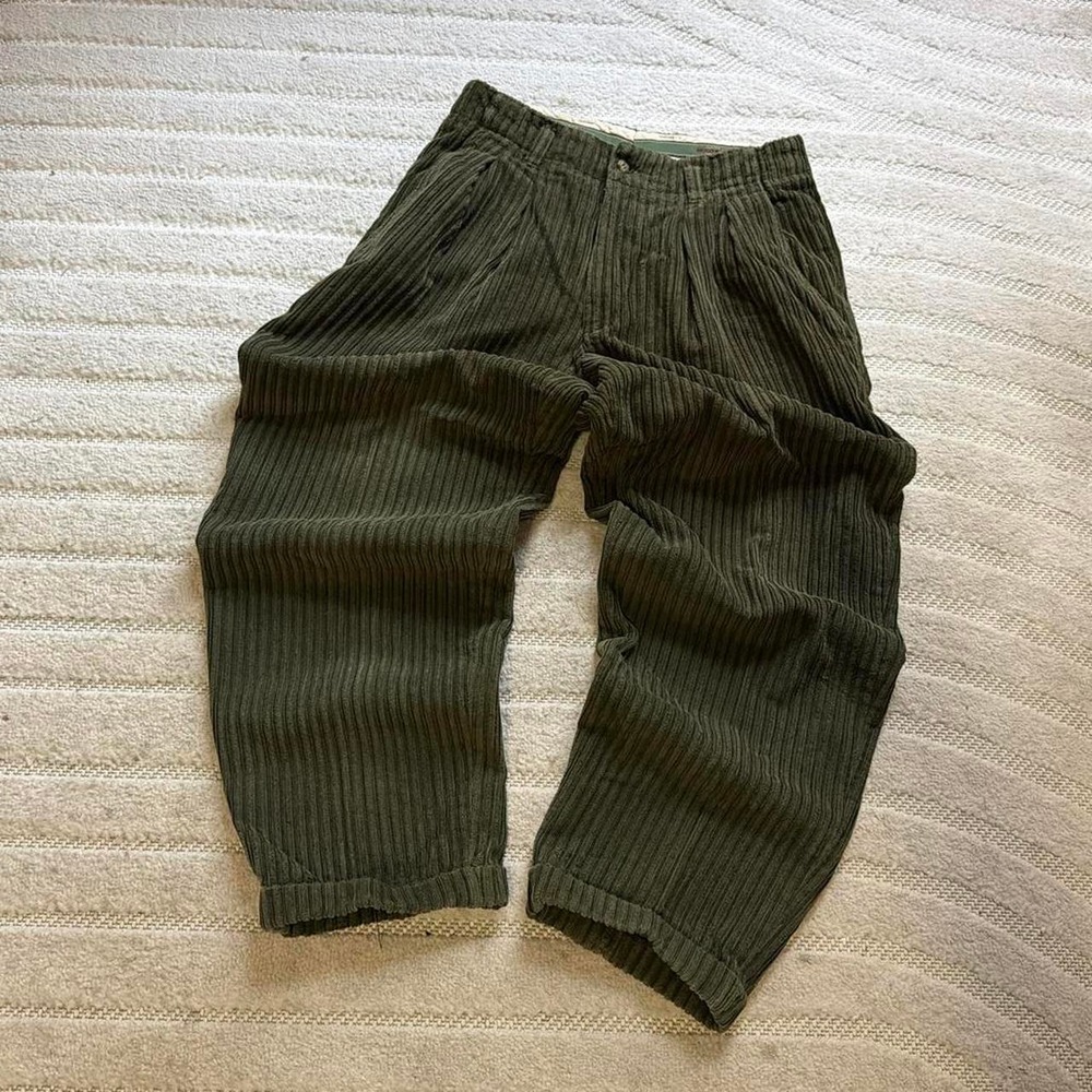 VTG 90s Hugo Boss olive green corduroy trousers size 29" Retro Casual Preppy